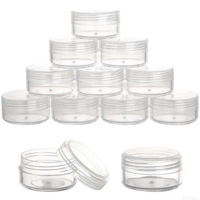 FSAMORPLE Frasco de Maquillaje vacío de 10 Piezas para Viaje, Transparente, para muestras, 2 g, 3 g, 5 g, 10 g, 15 g, 20 g, 10 Piezas de 3 ml, Tapa Transparente