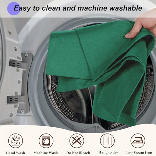 Set de table lavable machine lot de 4 tissu épais lin coton vert - 7