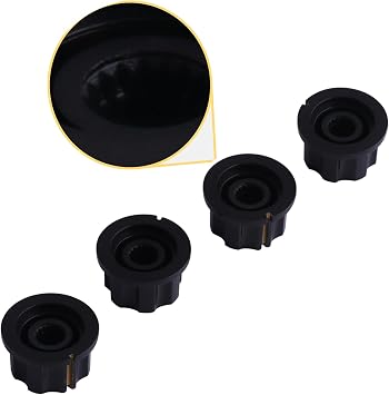 Mini Guitar Potentiometer Control Knobs Volume Tone Knobs Effect Pedal Knob 6mm Shaft Black with Gold Cap for Guitar Bass or Effect Pedals and Amps Set of 4Pcs.