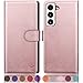 SUANPOT for Samsung Galaxy S22 with RFID Blocking Leather Wallet case Credit Card Holder,Flip Folio Book Phone case Shockproof Cover Women Men for Samsung S22 case Wallet Rose Gold