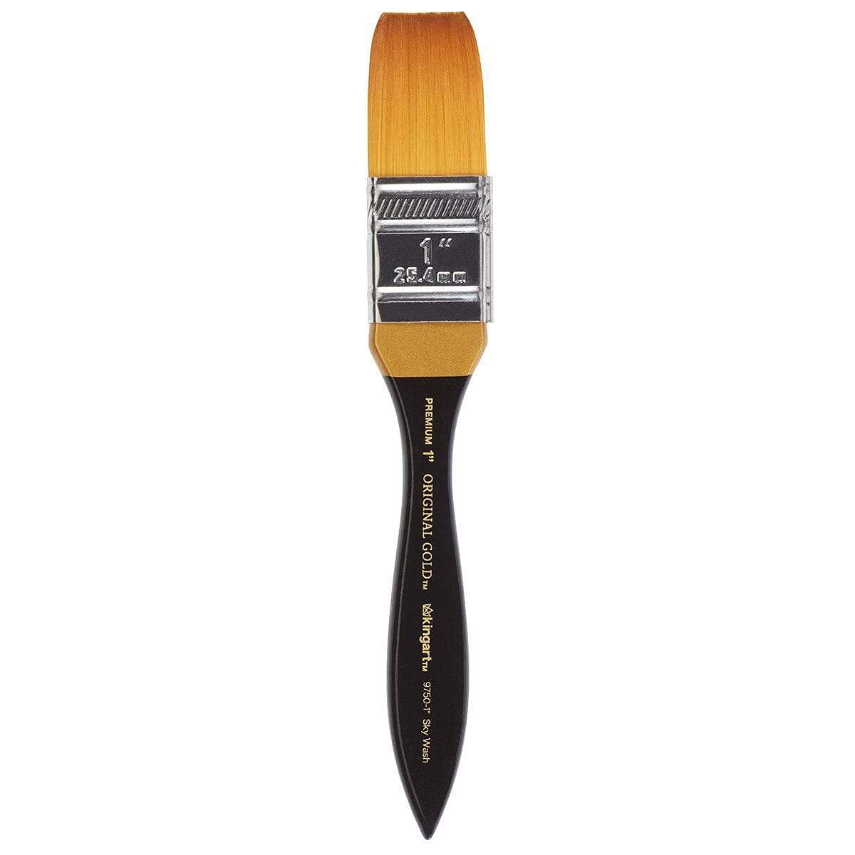 KINGART Premium Original Gold 9750-1 SKY WASH Series Artist Brush, Golden Taklon Synthetic Hair, Short Handle, for Watercolor, Acrylic and Gouache Painting, Size 1"