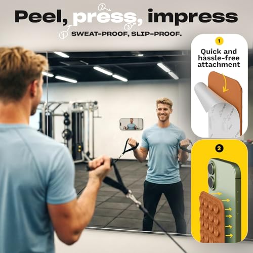 Image of OCTOBUDDY Classic - Silicone Suction Phone Case Adhesive Mount - Hands-Free, Strong Grip Holder for Selfies & Videos - iPhone & Android Compatible - 2.25″ x 3.25″, RED