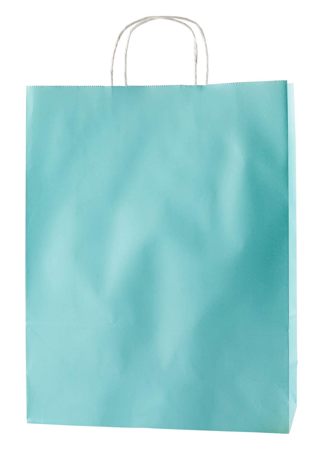 Thepaperbagstore 200 Light Blue Paper Bags With Handles - Colourful Paper Gift Bags for Adults and Kids - Paper Carrier Bags for Shopping, Party, Birthdays and Weddings 32x12x41cm