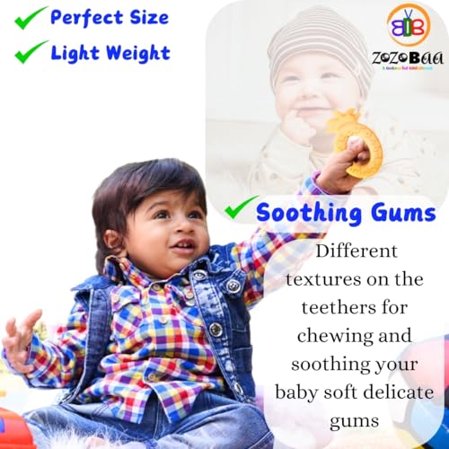 Image of Cute Shape Soft Silicone Teether for Baby Gums, Teething Toys for Babies, BPA Free, Pain-Relief, Non-Toxic, 100% Food Grade, Soothing, Easy to Grasp Chewable - Hand+Pineapple (Pack of 2)