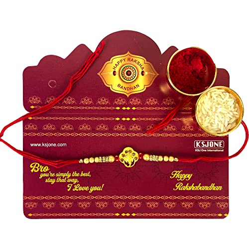 KSJONE Jolie carte de vœux Siddhivinayak Ganesha pour frère, Bhaiya et Bhabhi avec Roli Chawal et Rakshabandhan (multicolore) Cover
