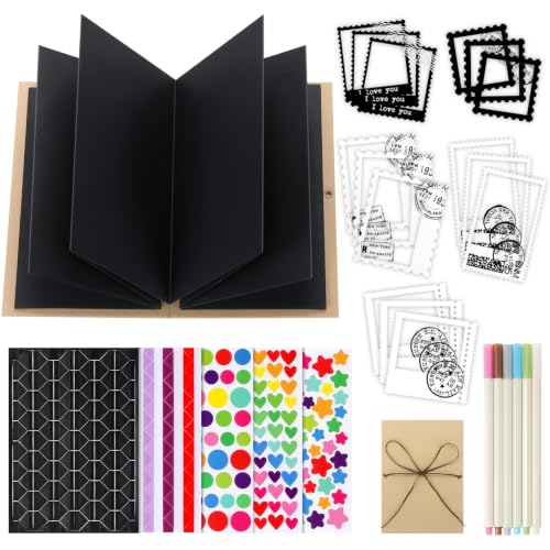 DILVREWA 6 x 8 Inch Small Scrapbook Album with Black Inner Pages