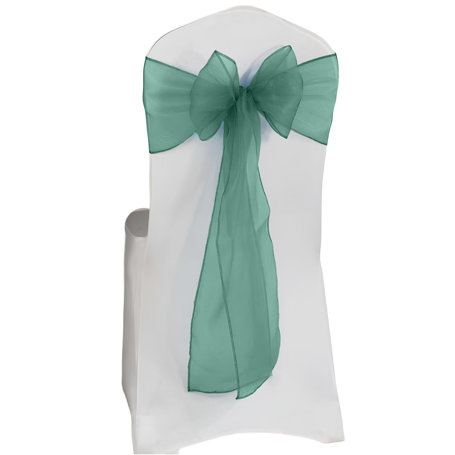 Elegant Event Essentials – Set of 200 - Organza Chair Tie Sashes - Wider Fuller Cover for Wedding Decorations, Birthday, Banquets & Party Events - Chair Cover Sheer Bows, Ribbon - Sea Foam Green