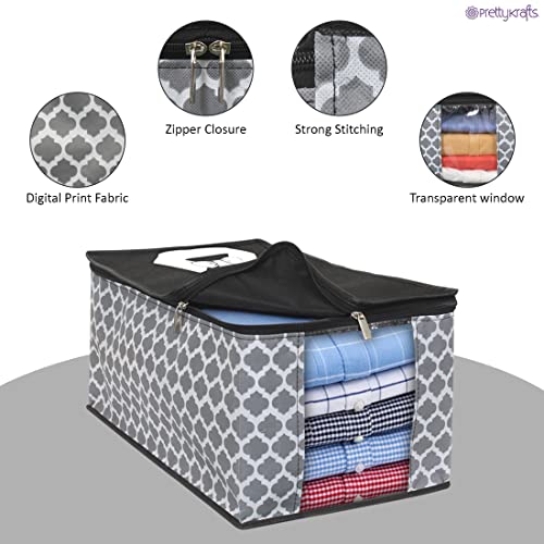 Image of PrettyKrafts Shirt Cover For Storage Organizer Garment Cover Foldable Clothes Storage Bags For Wardrobe /Closet Organiser, (Set of 2) Qtr Grey
