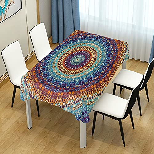 Xigua Bohemian Mandala Pattern Tablecloth Rectangle Colorful Vintage Polyester Table Cloth Large Square Table Cover For Dining Kitchen Party 60"X90" #TOP5