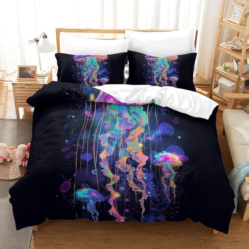 Housse de couette méduses 3D en microfibre 260x220cm pour lit super king - 2
