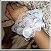 HONGCAUP Lolita Fashion White Lace Wrist Cuffs with Bow - Floral Ruffle Elastic Sleeves for Women | Cosplay, Gothic Style, Kawaii Accessory (Halloween, Party)