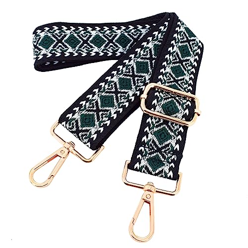 Image of Wide Purse Strap Replacement Crossbody Adjustable Guitar Straps for Handbags Purses Tote Bag 1.5 in Rhombic Black-Gold Hardware