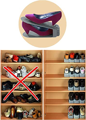 Range-chaussures double couche gris réglable pour placard encombré et petit espace - 4