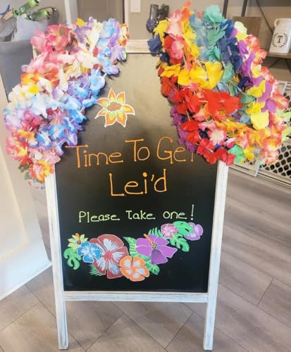 60PCS Hawaiian Luau Leis Set – Silk Leis Necklaces + Bracelets + Hair Clips | Bulk Lais Hawaii for Summer Pool Party Favors & Decor - Thumbnail 4