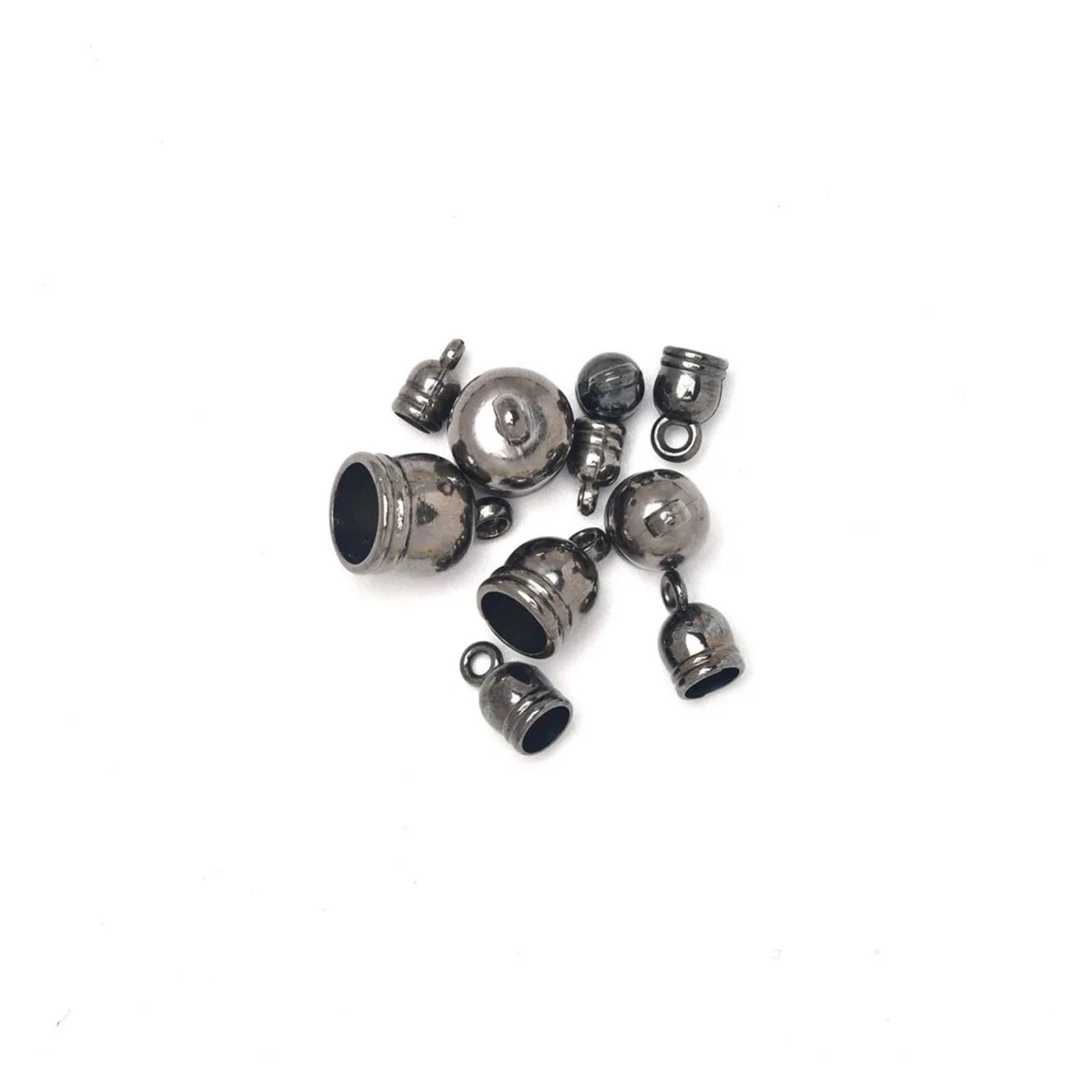 WEKONUMEX Rope Stoppers, Rope End Caps 50 Pack Inner Dia 4-10mm Multicolor for DIY Jewelry(Metal Black,Inner Dia 4mm)