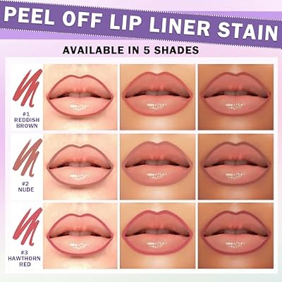 IONSGAKO 5 Colors Lip Stain Peel Off Lip Liner Stain, Matte Finish Peel Off Lip Stain Tint Long-Lasting Waterproof, Transfer-Proof, All-Day LipStain for Women, Vegan & Cruelty-Free