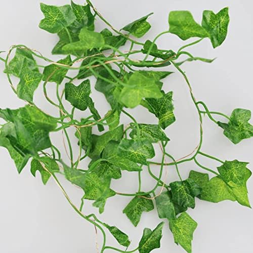 Leaf LED String Lights with Dot Glue, Batteries Powered Green Leaf Garland 2M 20LED String Lights Vine Fairy Lights for Bedroom Home Kitchen Garden Office Wedding Wall Décor
