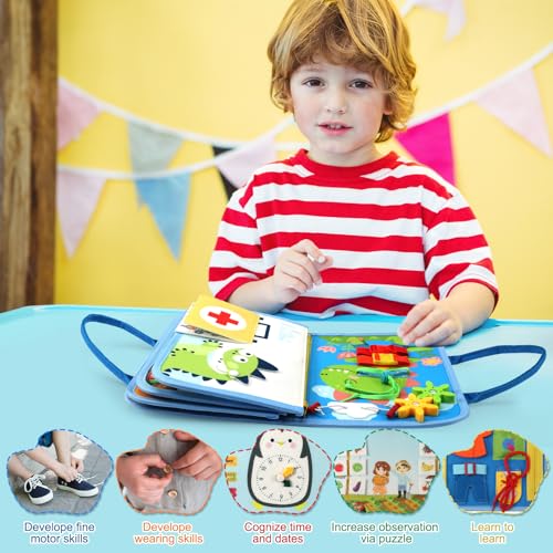khlerox Busy Board Montessori Toy for Kids Educational Learning Activity Sensory Board - Image 4