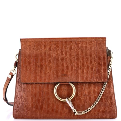 Chloe Pre-Loved Faye Crocodile-Embossed Leather Shoulder Bag