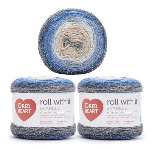 Image of Red Heart Roll with It Sparkle Lake House Yarn - 3 Pack of 5.3oz /150g - Blend - 4 Medium (Worsted) - 561 Yards - Knitting /Crochet