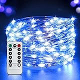  Guirnalda Luces LED, SLAMOS Cadena de Luces 15M/150 LED, IP65 Impermeable Luces de Hadas Interior y Exterior, Luces Navidad USB de Azul para Decoración Bodas Fiesta de Navidad