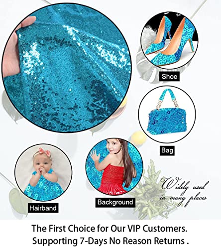 3 Feet 1 Yards-Turquoise-Sequin Fabric, B3 Feet 1 Yards-Turquoise-Sequin Fabric, By The Yard, Sequin Fabric, Tablecloth, Linen, Y The Yard, Sequin Fabric, Tablecloth, Linen, For Xmas Decor (Turquoise) #TOP4