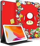 Besoar for iPad Air 2/Air 1/for iPad 5th/6th Generation/Pro 9.7 inch Case for Boys Kids Girls Teen Women Cute Cartoon Kawaii Design Covers Stand Folio Smart Fashion for Apple i Pad 9.7 inch,Red Mogu