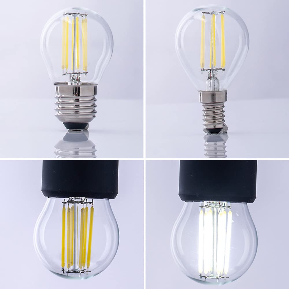 RYTM Lampadine Confezione da 8, Lampadina LED Edison retrò a corrente costante, Base E14/E27, Lampadine a filamento LED antiche G45, Non dimmerabile 4W/6W (Warm Light 3000k E27/6 W)