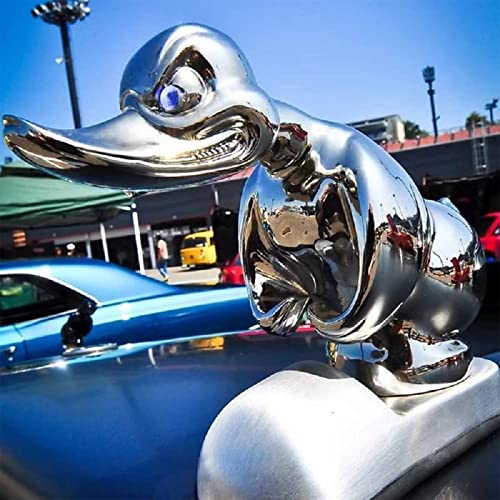 Angry Rubber Duck Hood Ornament, Self Adhesive 3D Funny Duck Hood Ornament Car Bonnet Ornament Car Decoration Accessories Bar Pub Club Wall Decor (Silver) #TOP3