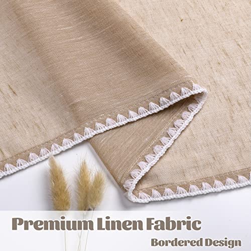 Boho Curtains With Bordered, Grommet Thick Linen Curtains Semi Sheer Drapes Light Filtering Privacy Window Treatments Curtains Farmhouse Curtain Panels For Living Room(52 X 72 Inch, Caramel,2 Panels) #TOP6