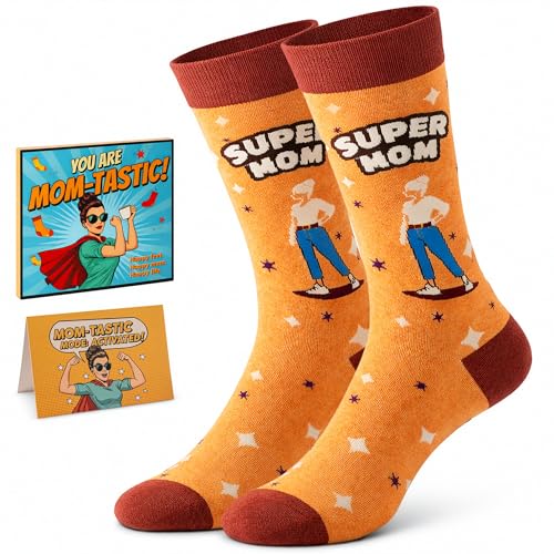 afunnykaggles Funny Socks for Mom or Pregnant - Gifts for Mothers Day with Greeting Card & Box Gifts for First time mom 80% Cotton US Womens Sizes 6-12 One Size