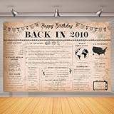16th Birthday Decorations Vintage Back in 2010 Backdrop Banner, 6 x 4 ft Vintage 2010 Happy Birthday Photography Background Supplies