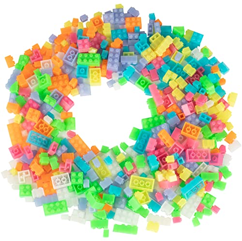 Scs Direct Building Block Bricks- Set Of 500 Pc Bulk- 7 Glow In The Dark Colors With 27 Roof Pieces - Compatible And Tight Fit With Major Brands- Great For Activity Table, Creativity & School Projects #TOP3