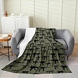 Erosebridal Machine Guns Blanket for Boys Teens Men,Military Theme Throw Blanket Lightweight,Army Rifle Pattern Fleece Blanket Sofa Bed Couch Decor,Army Green Black Bed Blanket All Season,Throw 50x60