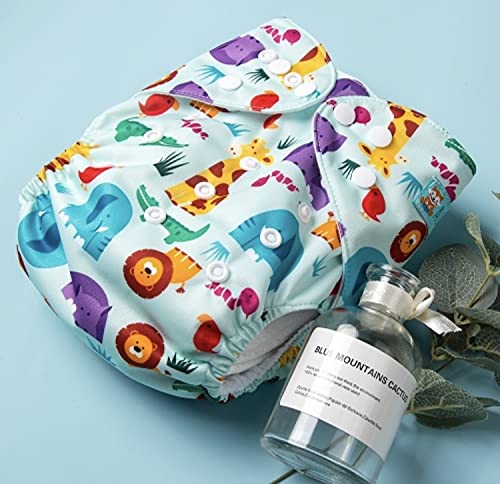 Alvababy Elastic Microseude Pocket Diaper with 5 Layered Charcoal Bamboo Insert (Pack of 2 Diapers & 2 Inserts)