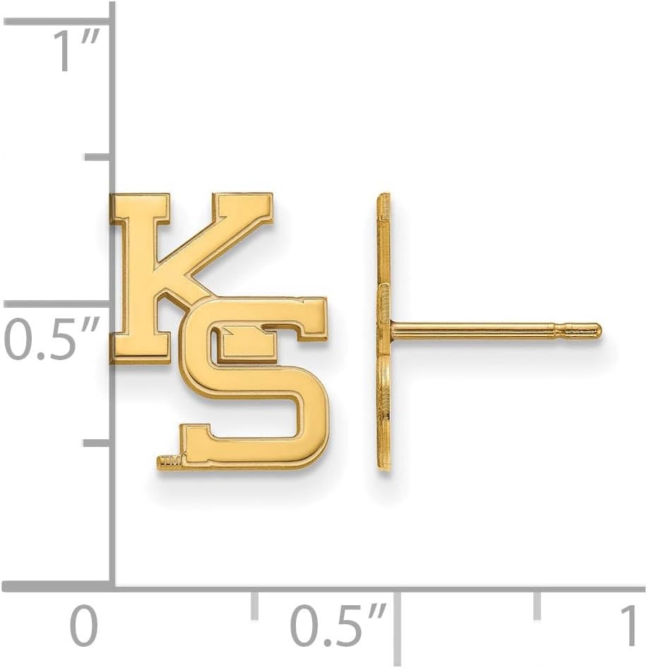 Kansas State Small (1/2 Inch) Post Earrings (14k Yellow Gold)