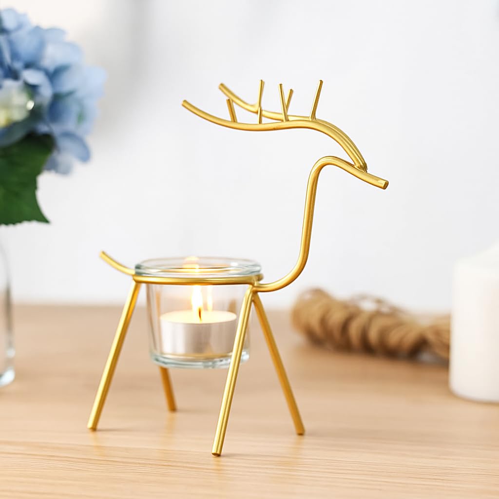Golden Metal Candle Holders - Set of 3 -8 Golden Metal Candle Holders - Set of 3 -8