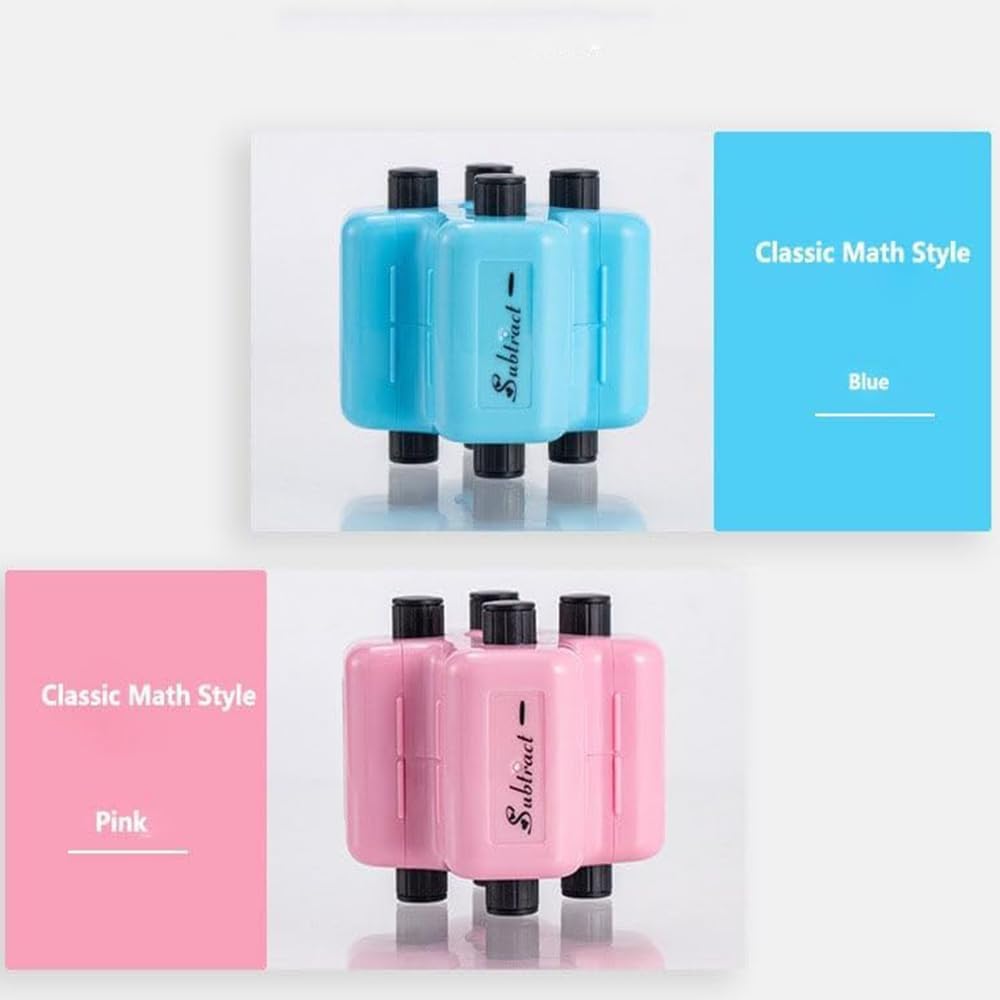 4 in 1 Math Stamp Roller, Math Teacher 4-in-1 Math Stamp Roller, MathTeacher 4 in 1 Rollers Stamps, Addition Subtraction Multiplication Division Practice Tool, Preschool & Elementary Learning (2PCS)