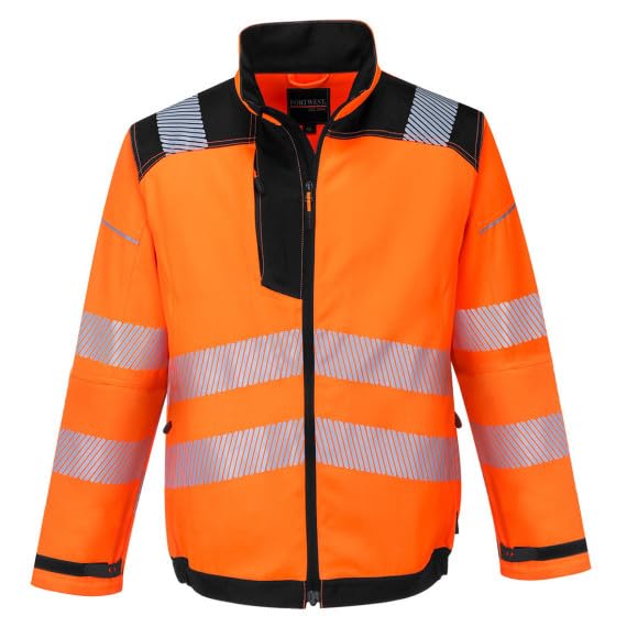 Chaqueta de trabajo flúor diseño bicolor PW3 con ribetes reflectantes y puños ajustables T500