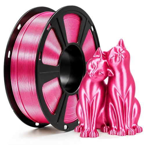 Image of Silk PLA Filament 1.75mm Pink (Magenta) 1KG, Shiny High Gloss Finish, Perfectly Wound, Accuracy + /-0.02mm 3D Printer Filament Vacuum Packaging