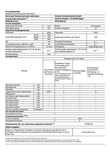ORANIER EKS 2934 Einbaukühlschrank – Bild 8