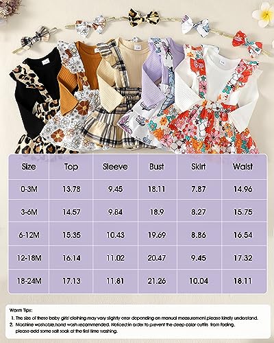 Image of Newborn Baby Girl Clothes Toddler Long Sleeve Ruffle Romper Top Infant Skirt Set Little Girl Overall Dress