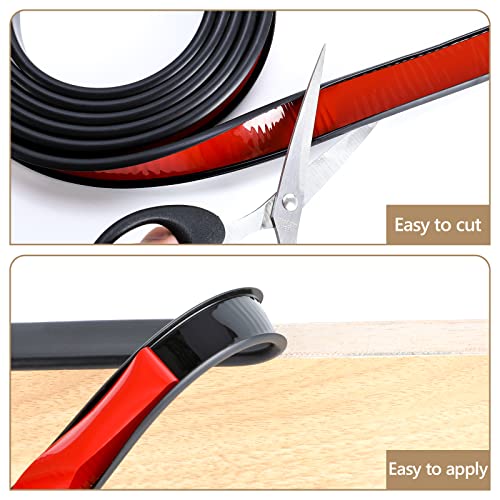 Image of 16 ft Flexible Self Adhesive Veneer Edge Banding Peel and Stick Veneer Edge Trim Collapsible Edge Guards (Black, 3 /4 inch)