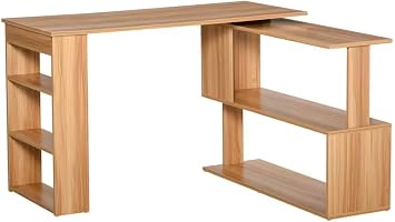 43.25 in. L-Shaped Maple Writing Computer Desk with Storage Shelves