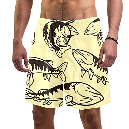 Short de bain pour homme multicolore imprimé Muskie Fishes en taille M