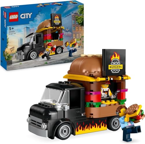City Giocattolo Camion Donut + Giocattoli da Costruzione di Van per Hamburger Stand Alimentare Mobile e Giocattoli Camion di Cibo per Bambini di 5 Anni e Oltre 60452 + 60404 - Lego - Immagine 2