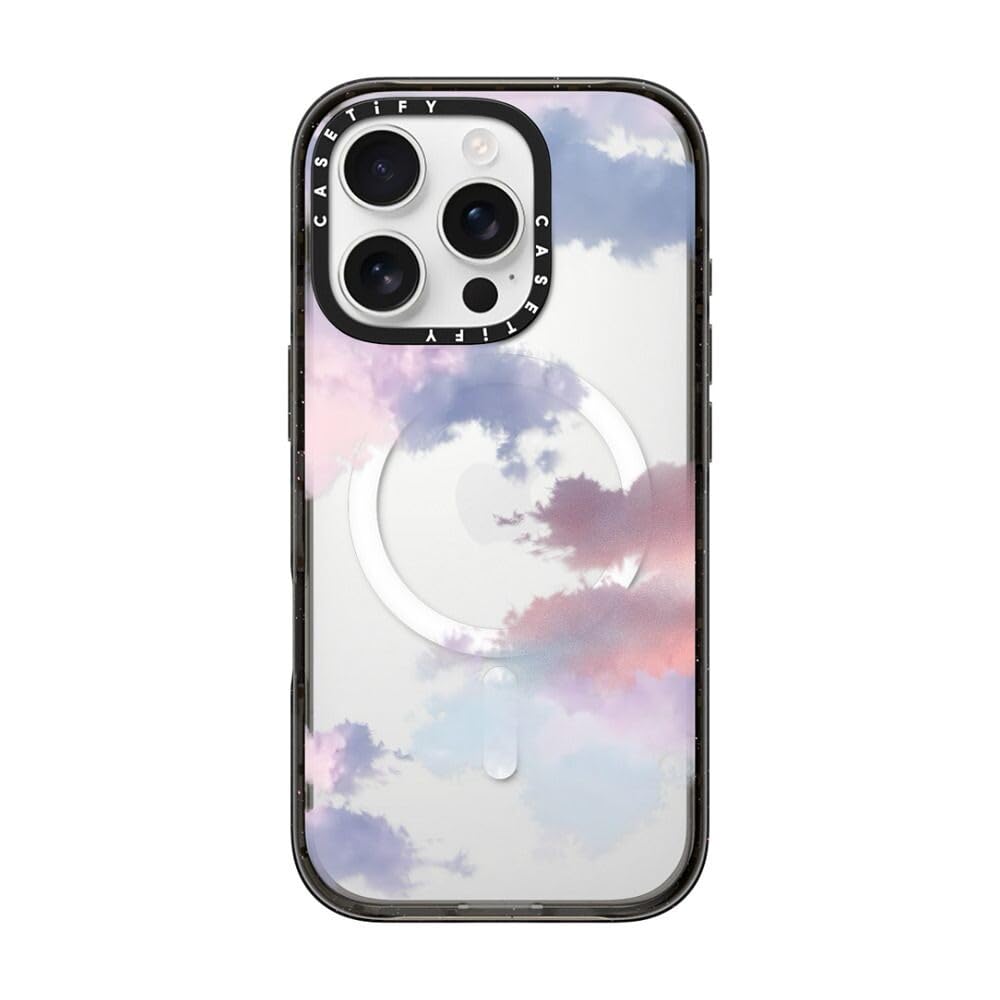 CASETiFY インパクト MagSafe対応 iPhone 16 Pro ケース [スリム / 2.5mの落下試験をクリア (MIL規格4倍相当) / ワイヤレス充電およびMagsafe対応] - Clouds - クリア ブラック