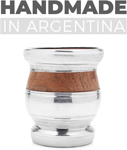 Miniatura 3 de BALIBETOV Juego de calabaza de madera Yerba Mate - Algarroba tradicional y aluminio (copa mate) con bombilla (paja de yerba mate) (madera con base