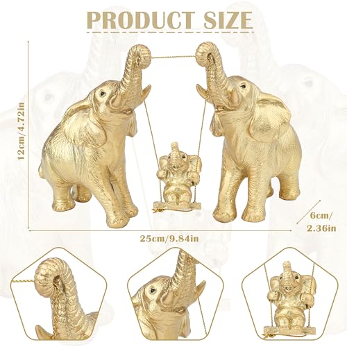 Estatua decorativa de elefante dorado para sala miniatura 4