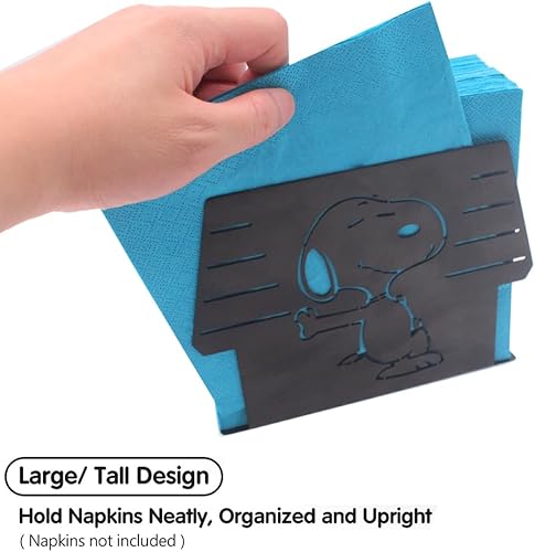 Miniatura 3 de Finex Peanuts Snoopy - Servilletero de acero inoxidable para perro blanco para el hogar, RV, cámper, cocina, mesa, fiesta, restaurante (negro)